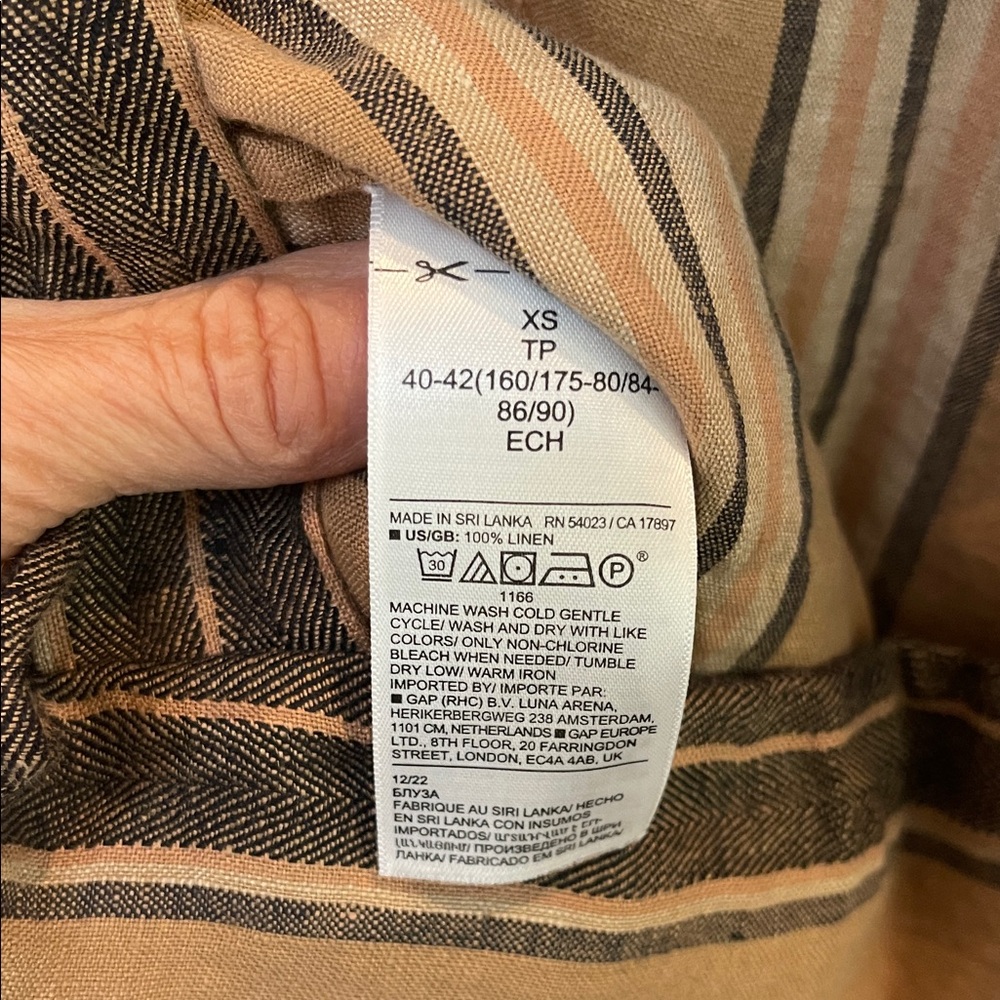 Striped Tan and Brown Women's Pants & Tank Linen Set - Picture 9 of 11